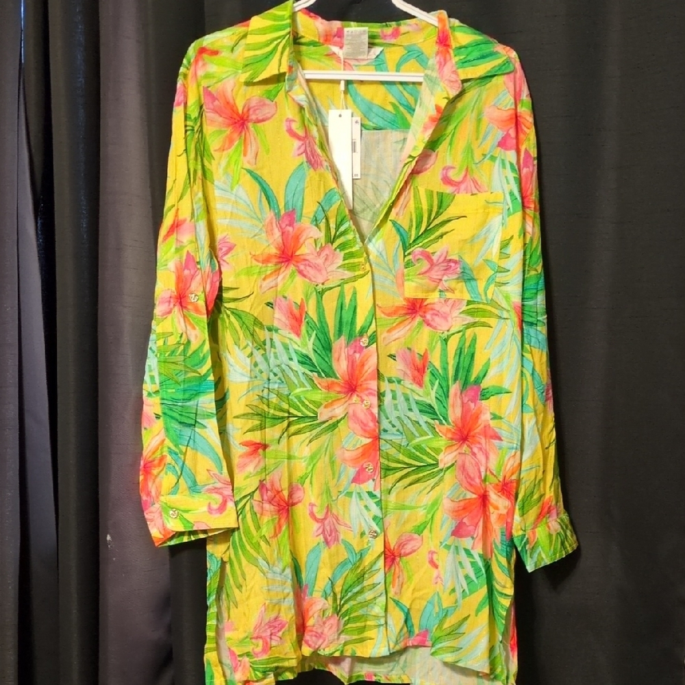 Tropical Floral Button-Up Shirt